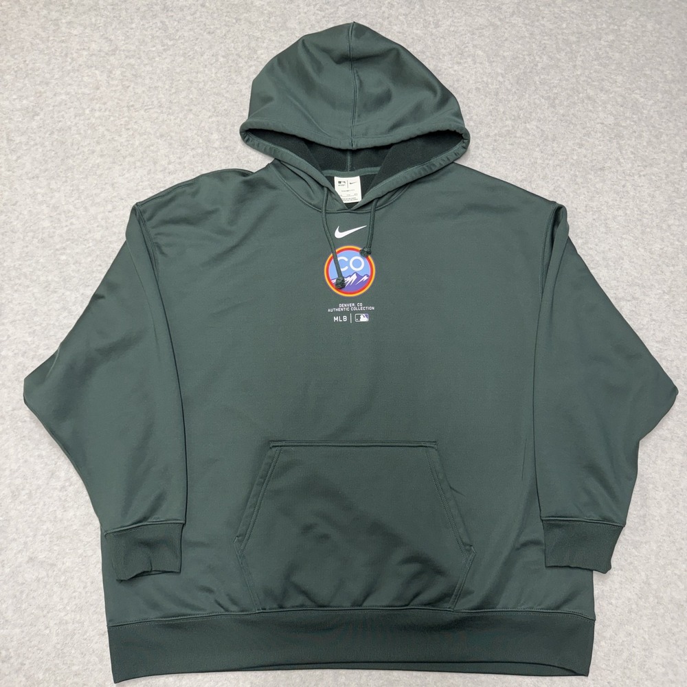 Colorado Rockies Hoodie Mens 2XL Green MLB Baseball Nike Therma-FIT Pullover